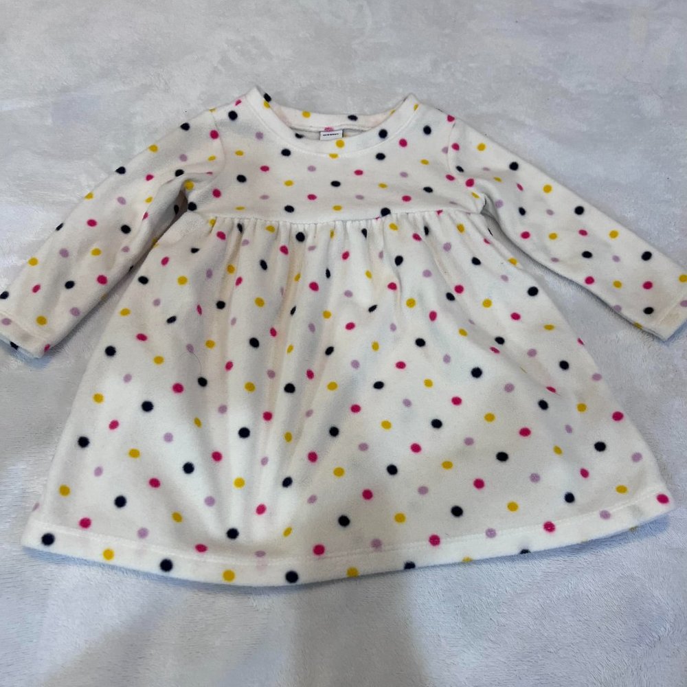 Adorable Old Navy Colorful Polka doted Fleese Baby Dress 3 Months
